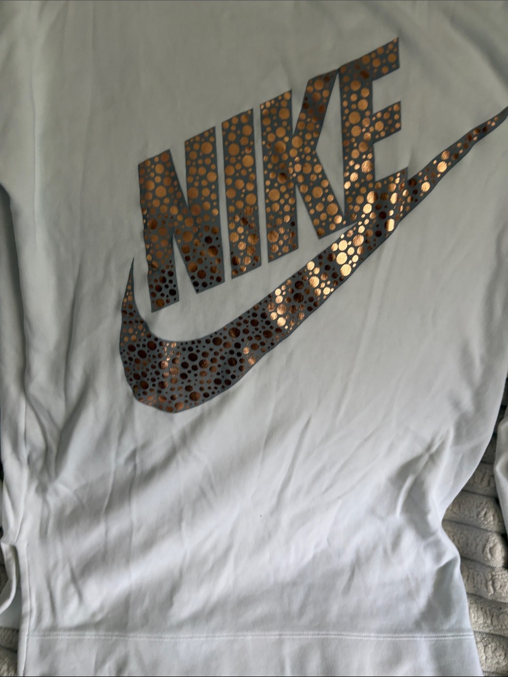 Nike White Long Sleeve with Metallic Copper Dot Logo